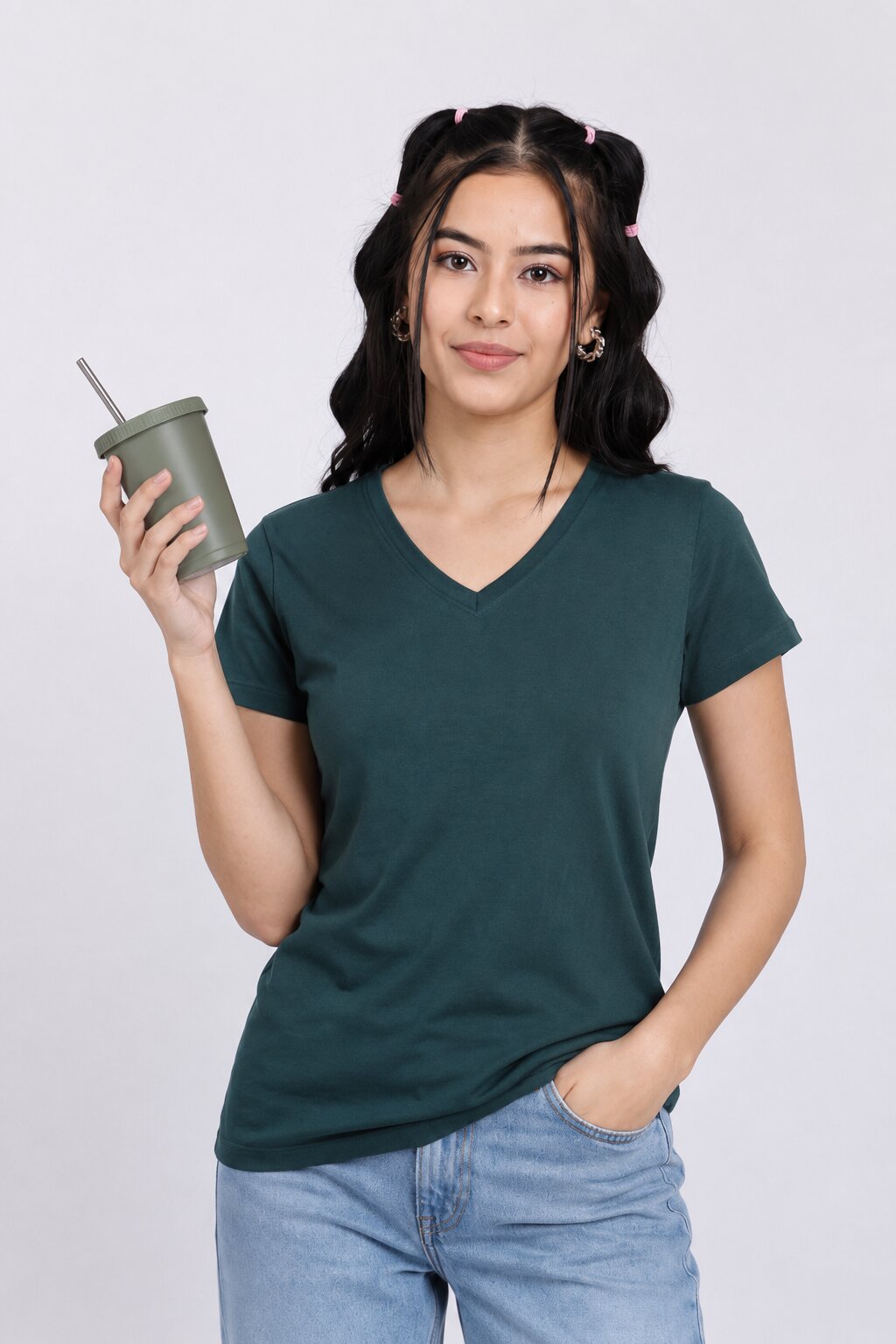 Women Dark Green Everyday Regular Fit T-Shirt - Image 1