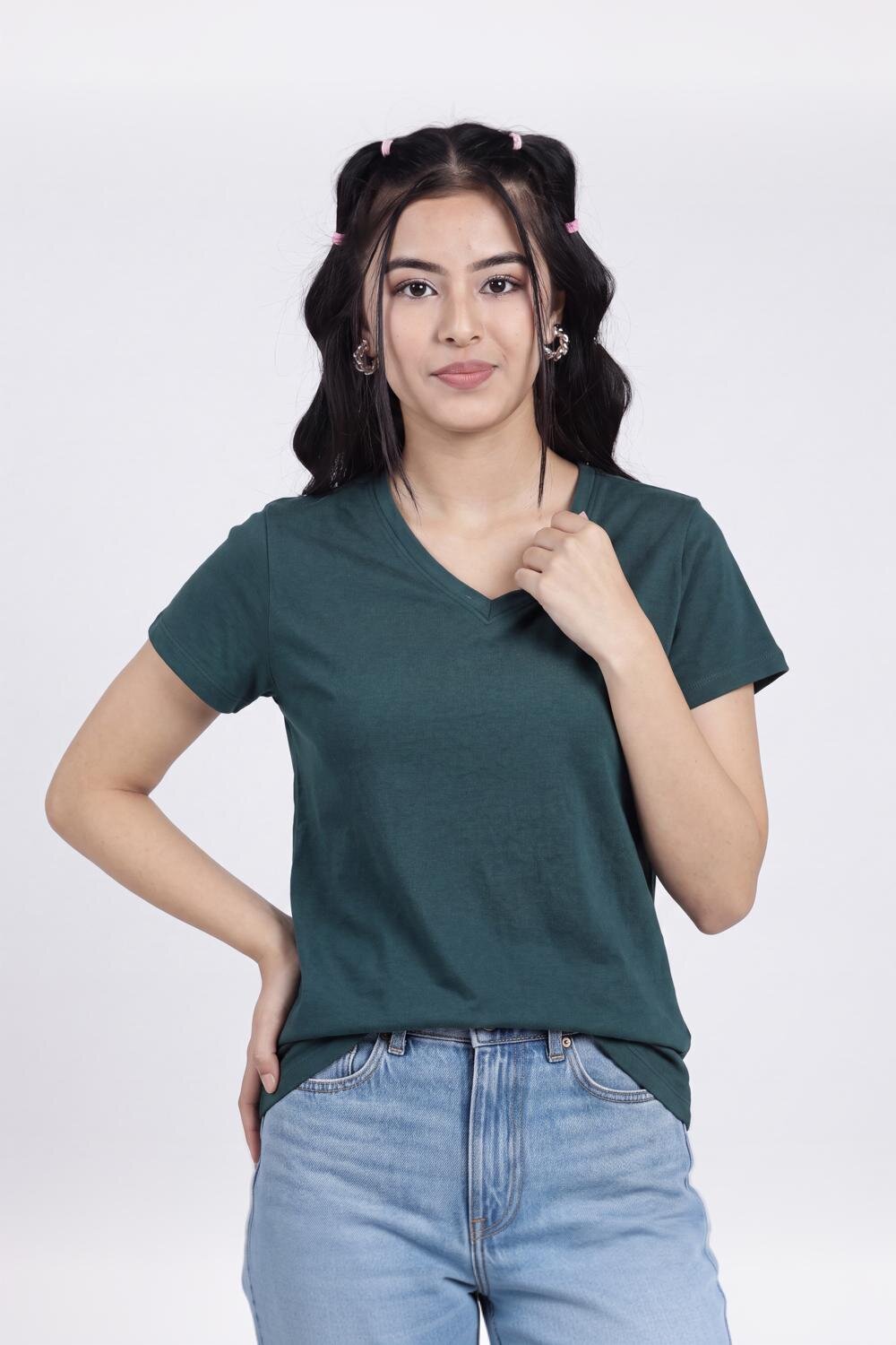 Women Dark Green Everyday Regular Fit T-Shirt - Image 2