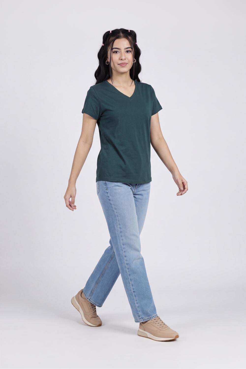 Women Dark Green Everyday Regular Fit T-Shirt - Image 6
