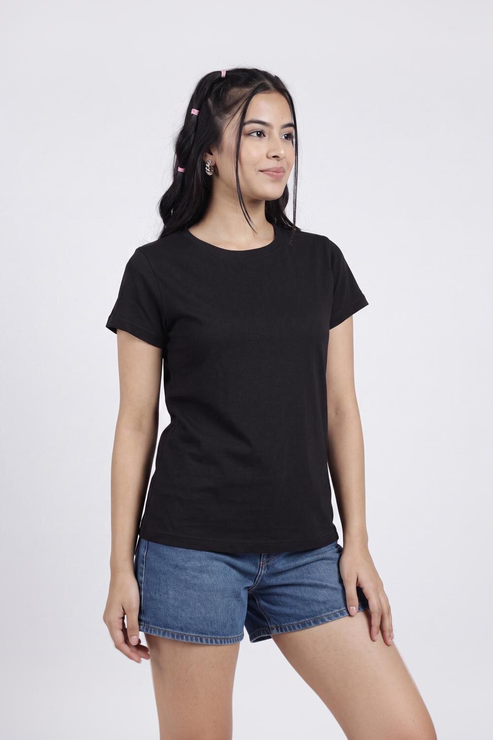 Women Black Everyday Regular Fit T-Shirt - Image 4