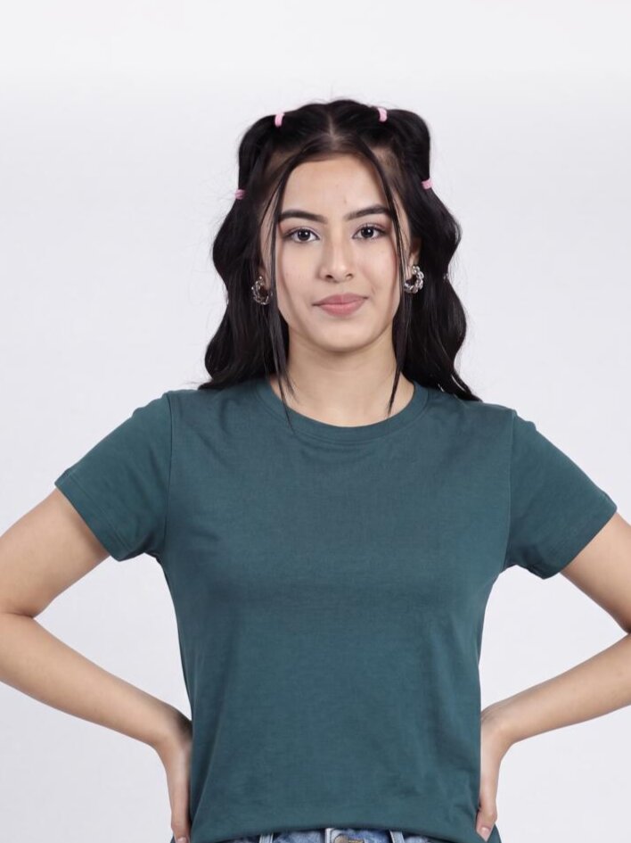 Women Dark Green Everyday Regular Fit T-Shirt - Image 3