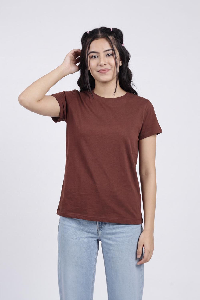 Women Brown Everyday Regular Fit T-Shirt - Image 2