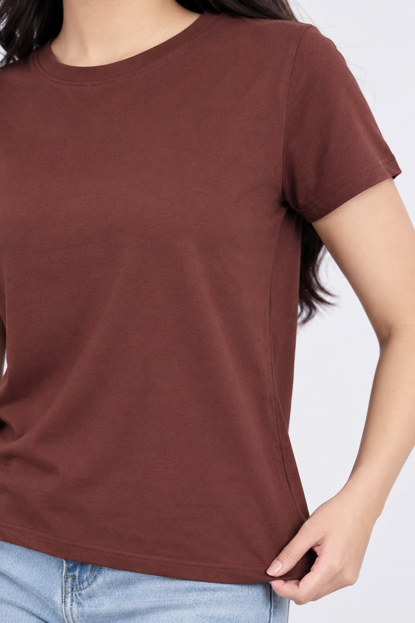 Women Brown Everyday Regular Fit T-Shirt - Image 3