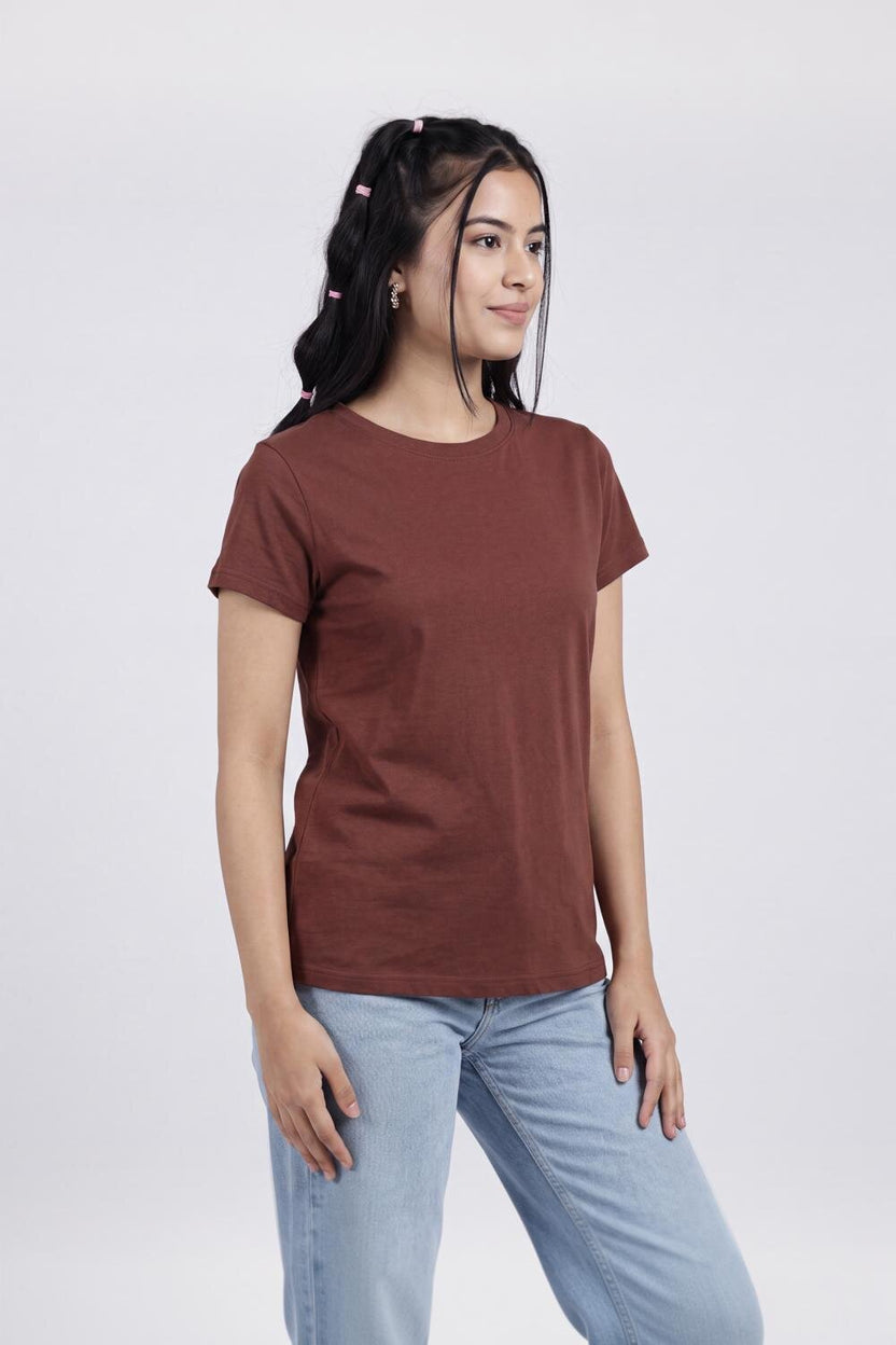 Women Brown Everyday Regular Fit T-Shirt - Image 4