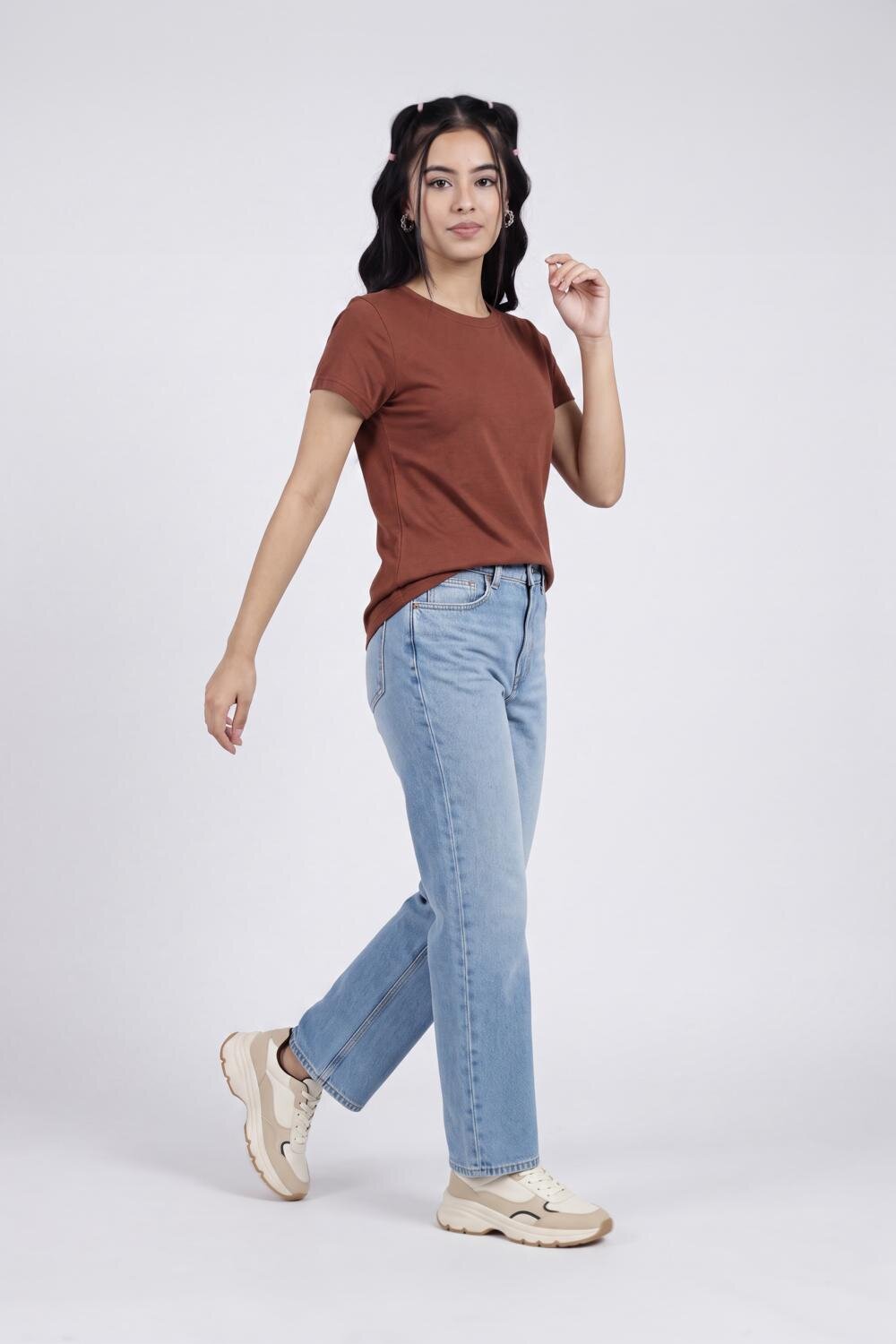 Women Brown Everyday Regular Fit T-Shirt - Image 6