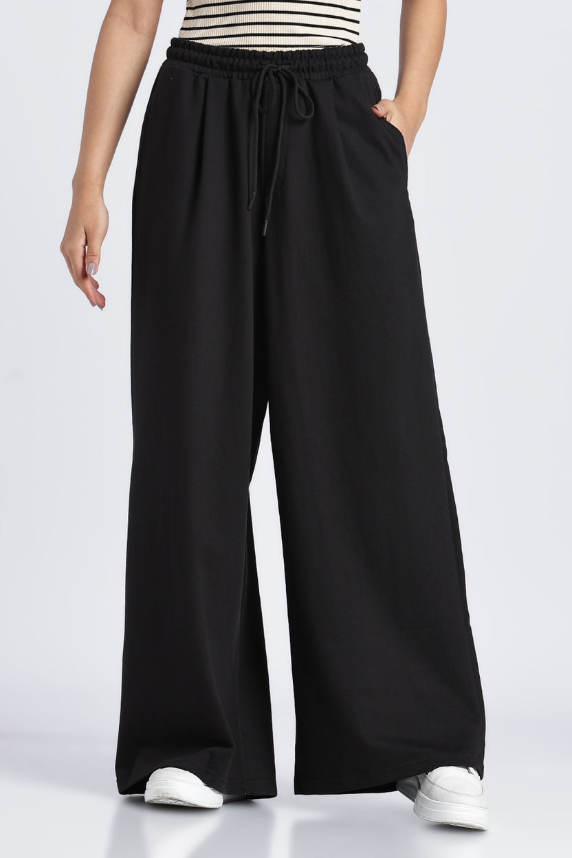Womens Wide Leg Relaxed Solid Joggers - Image 2