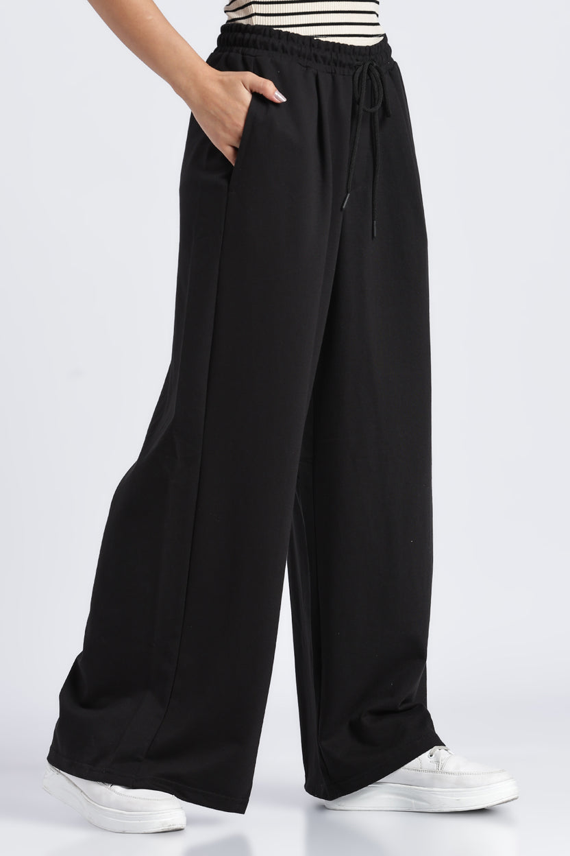 Womens Wide Leg Relaxed Solid Joggers - Image 4