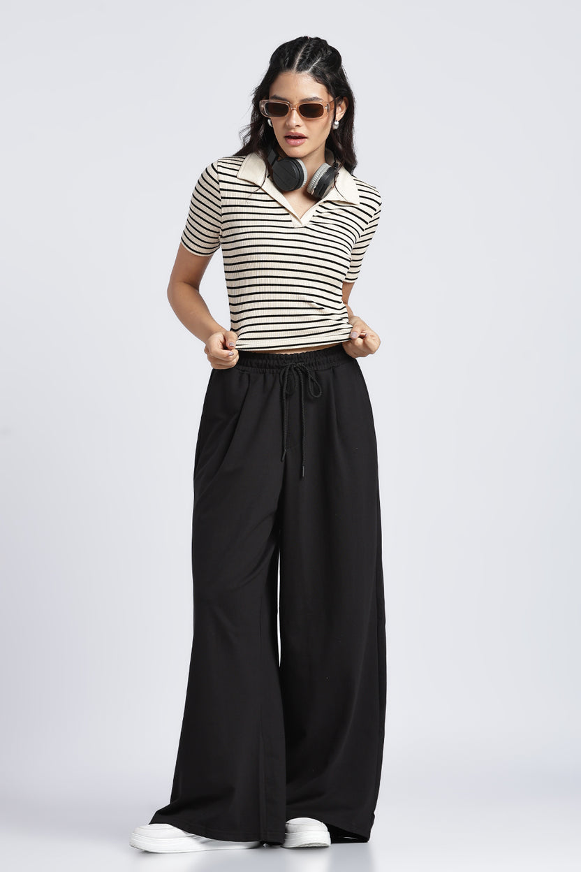 Womens Wide Leg Relaxed Solid Joggers - Image 6