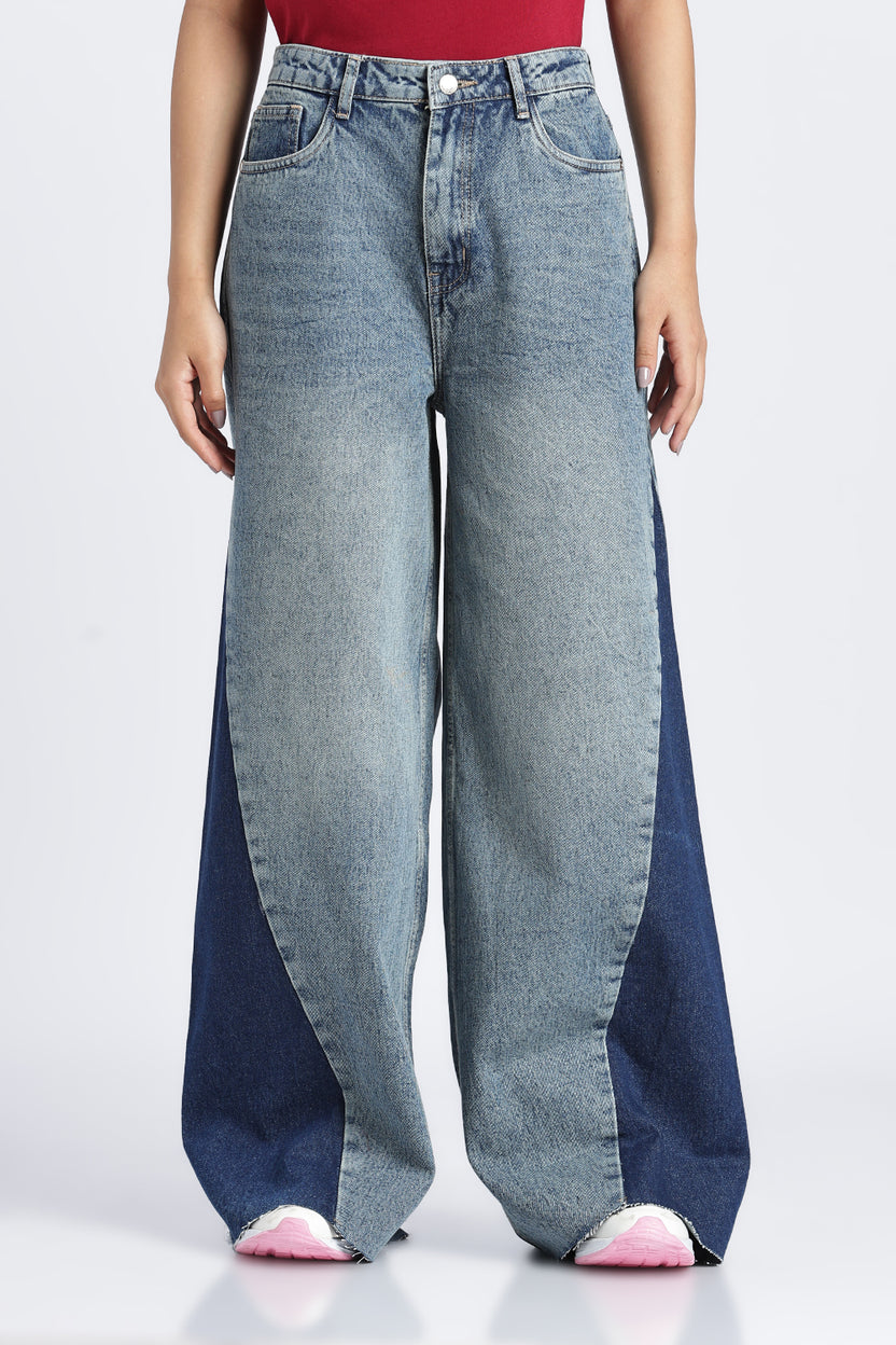 Womens Regular Colourblocked Panelled Wide Leg - Image 2