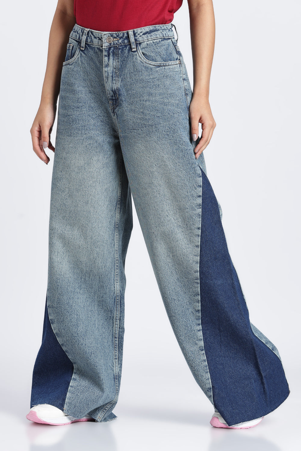 Womens Regular Colourblocked Panelled Wide Leg - Image 4