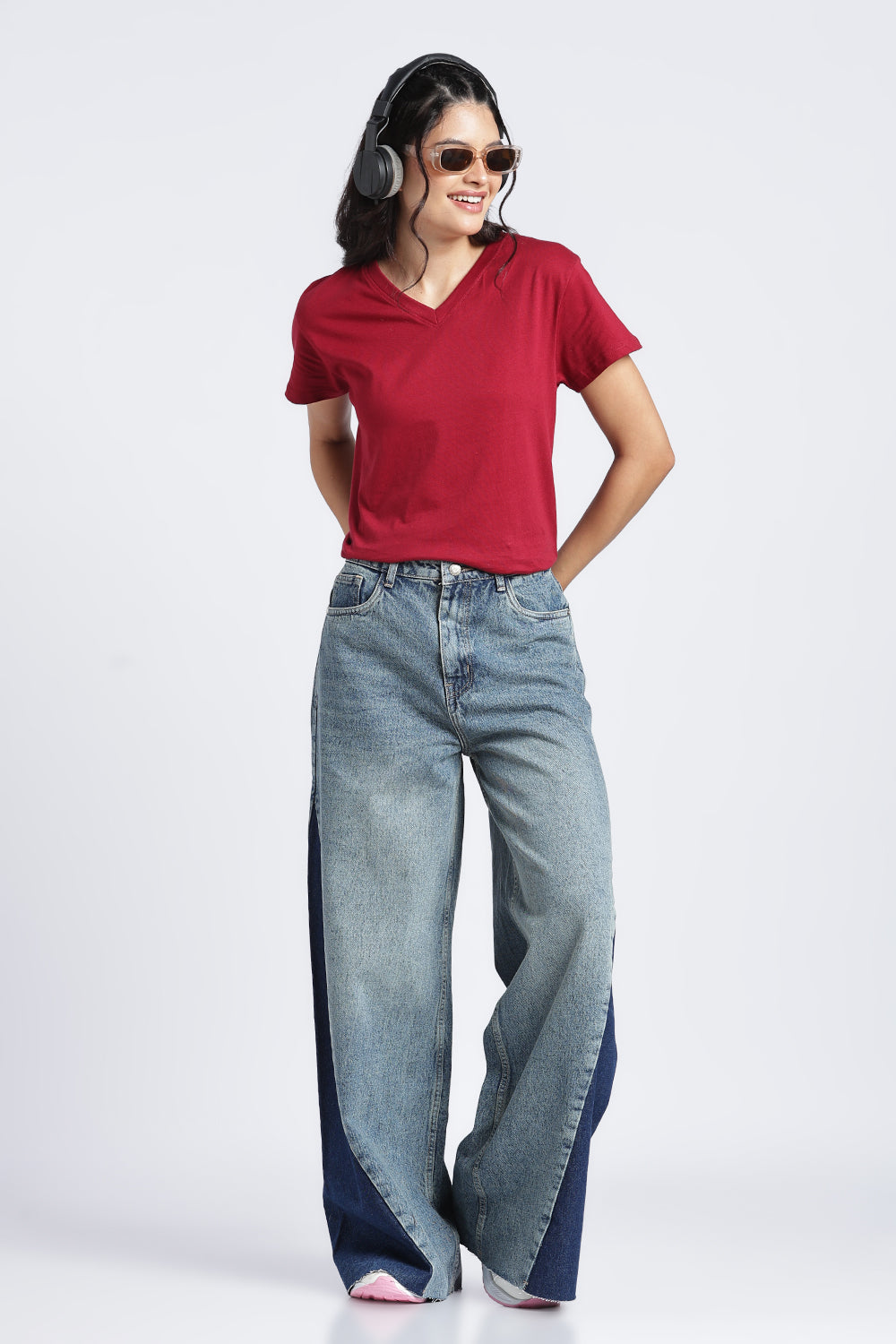 Womens Regular Colourblocked Panelled Wide Leg - Image 6