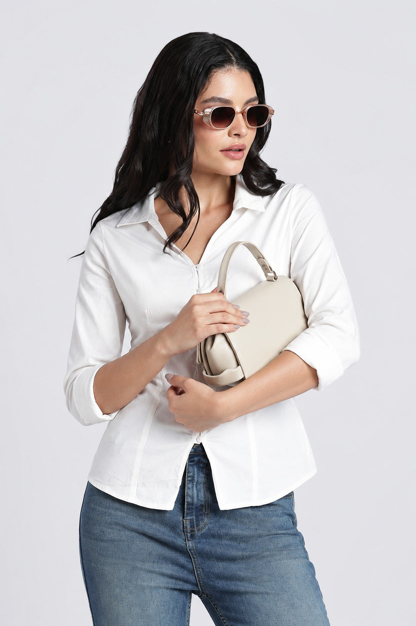 Womens Regular White Fitted Shirt - Image 1