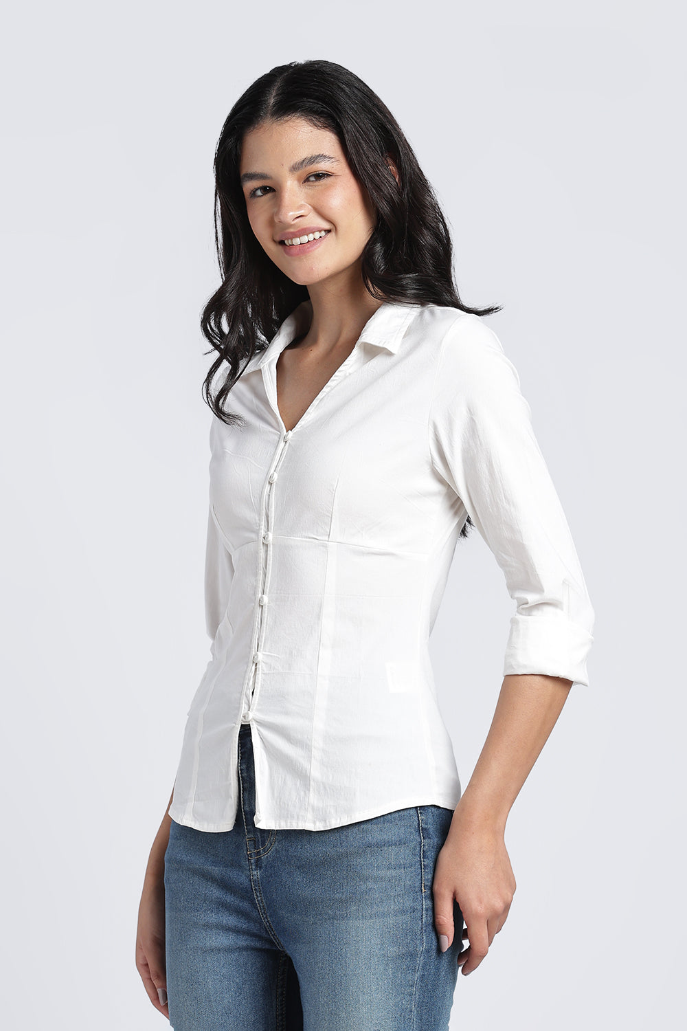 Womens Regular White Fitted Shirt - Image 4