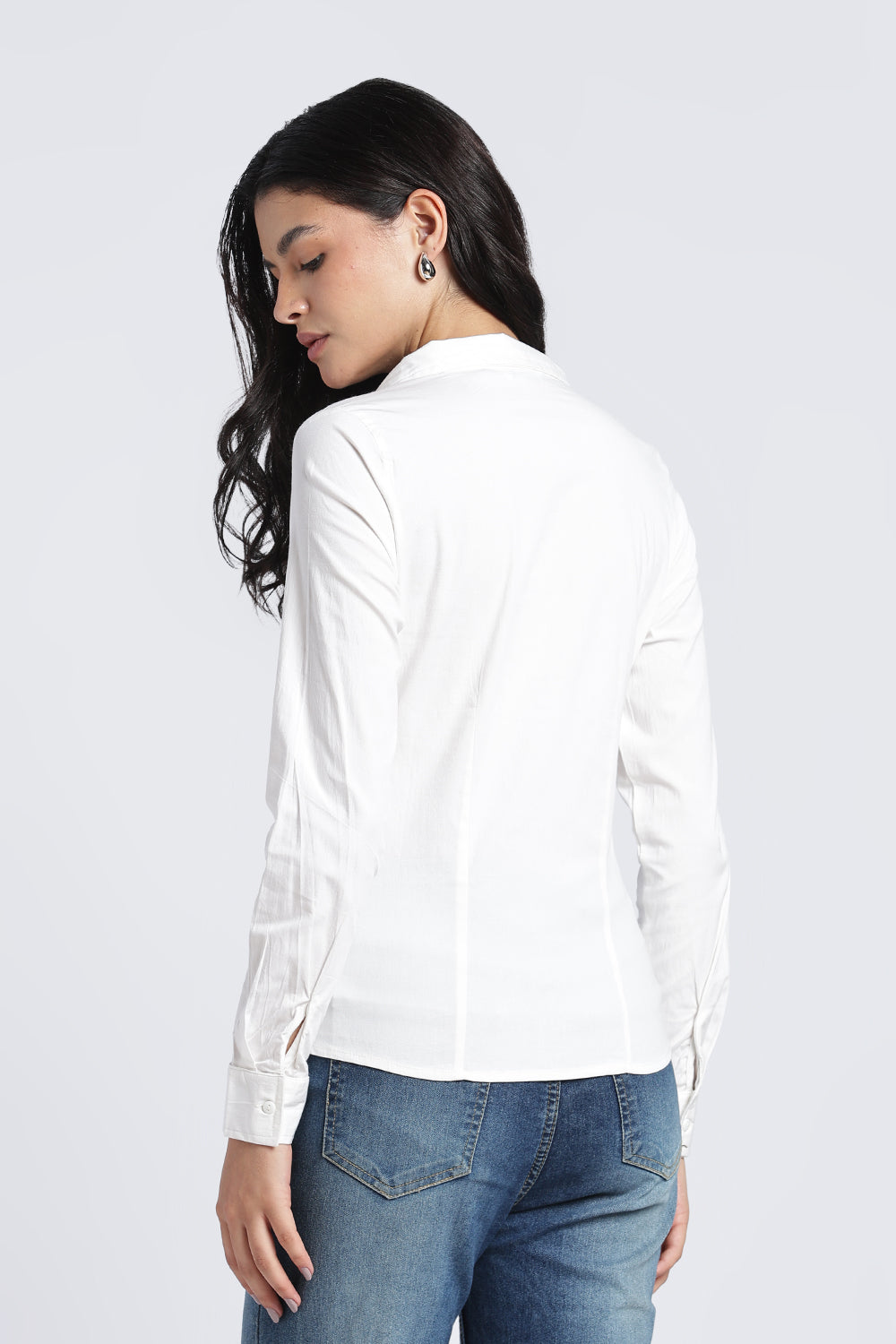 Womens Regular White Fitted Shirt - Image 5