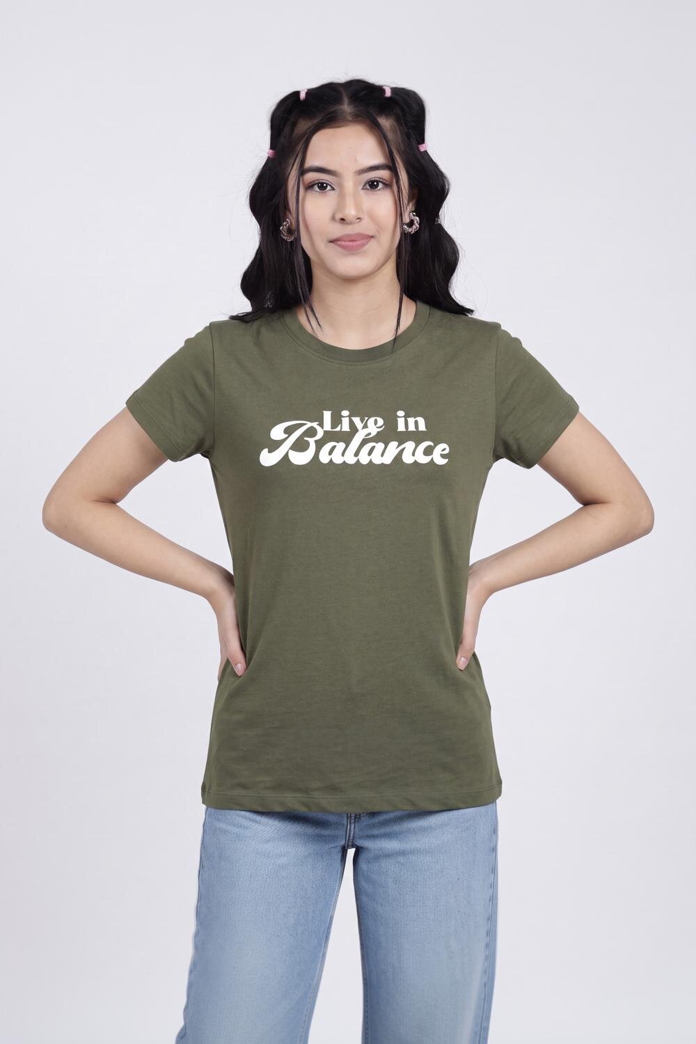 Women Olive Letter Regular Fit T-Shirt - Image 2