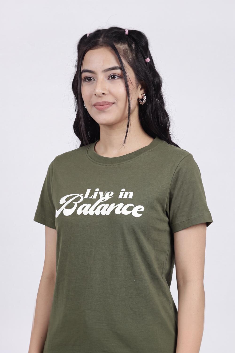 Women Olive Letter Regular Fit T-Shirt - Image 3
