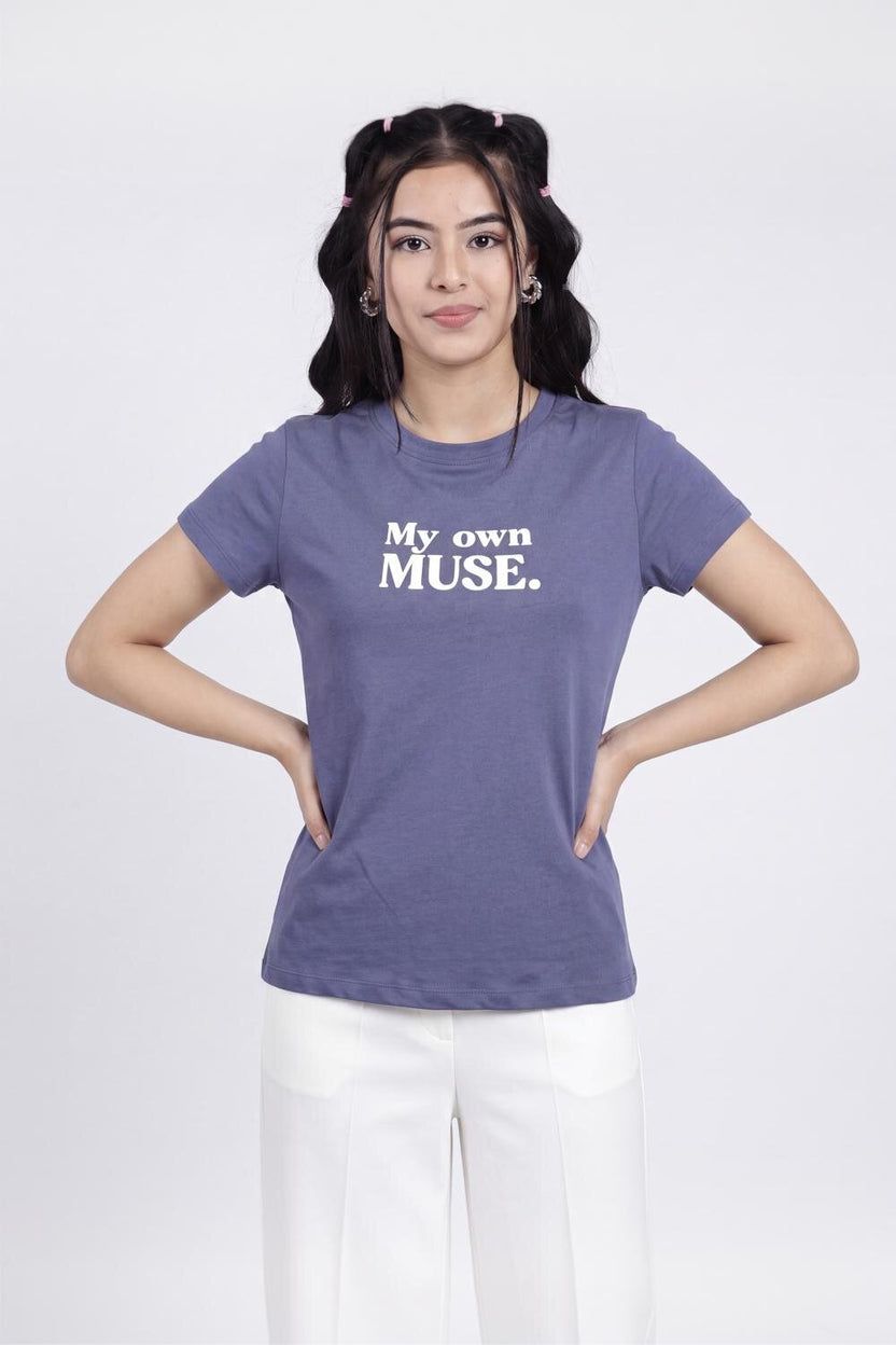 Women Purple Patterned Regular Fit T-Shirt - Image 2