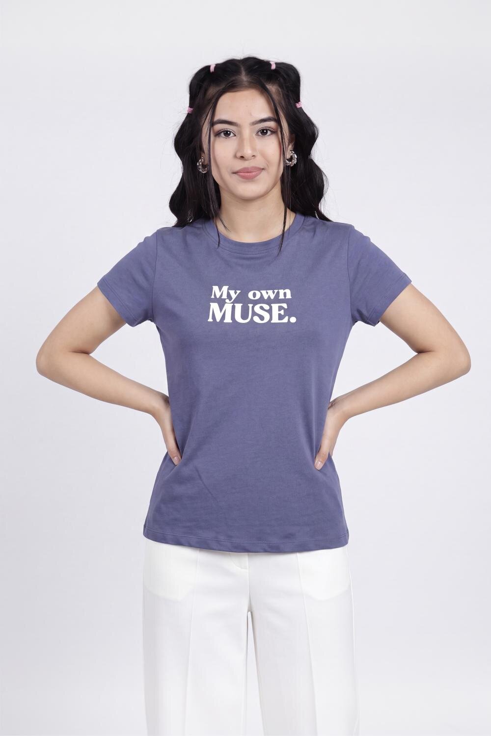 Women Purple Patterned Regular Fit T-Shirt - Image 2