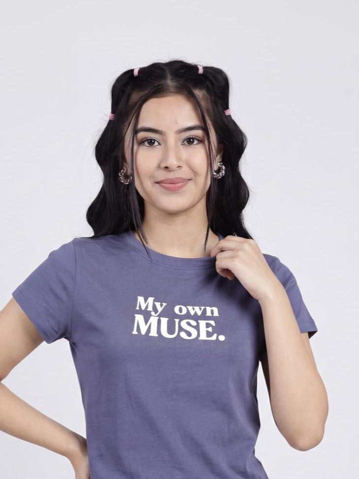 Women Purple Patterned Regular Fit T-Shirt - Image 3