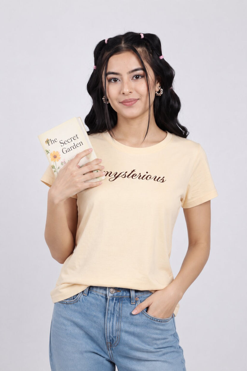 Women Yellow Letter Regular Fit T-Shirt - Image 1