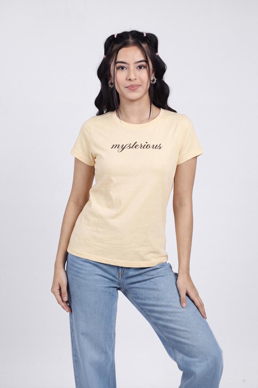 Women Yellow Letter Regular Fit T-Shirt - Image 2