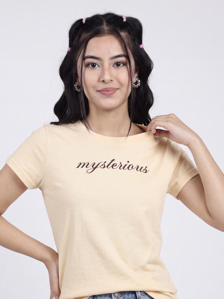 Women Yellow Letter Regular Fit T-Shirt - Image 3