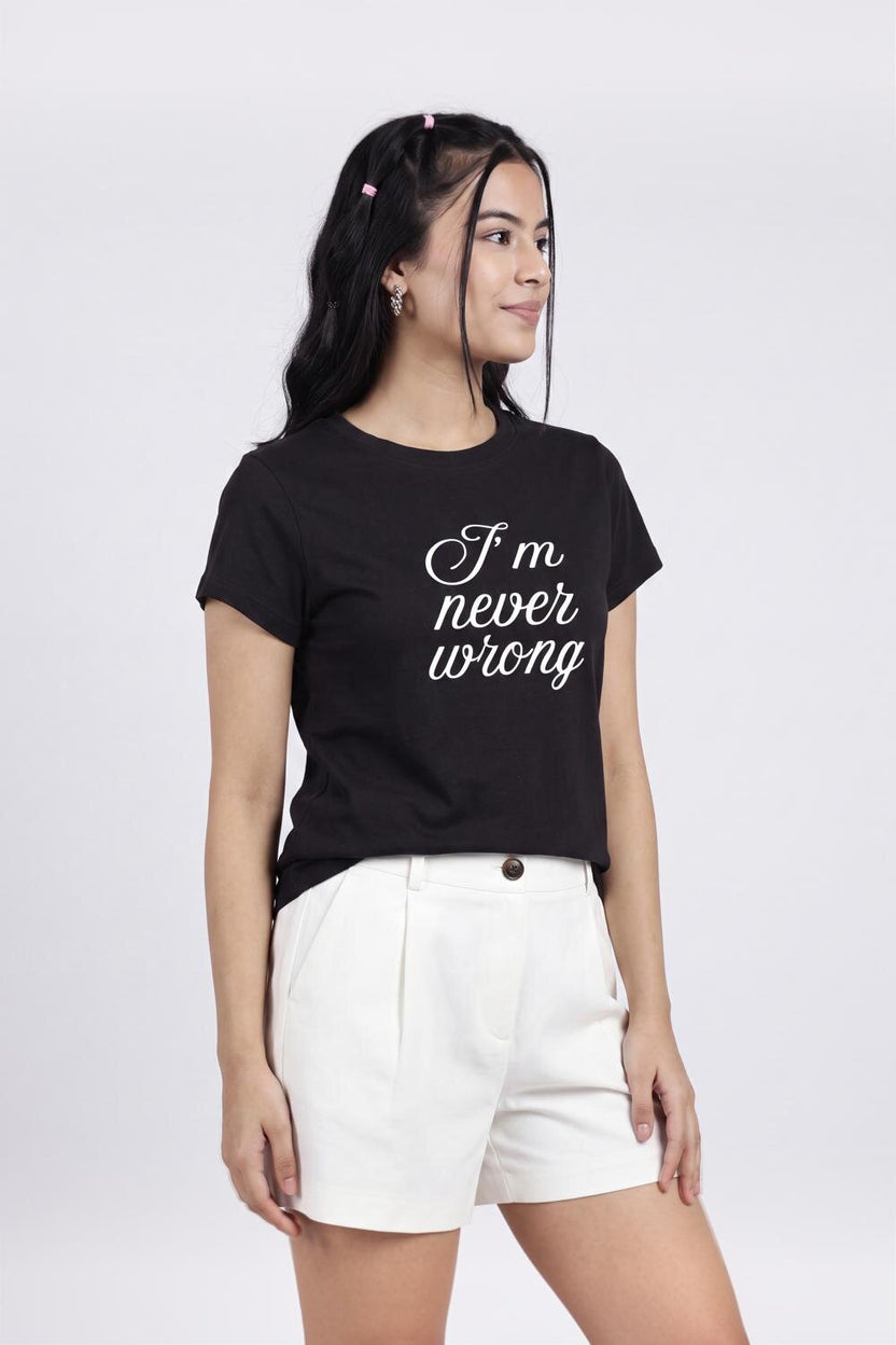 Women Black Letter Regular Fit T-Shirt - Image 3