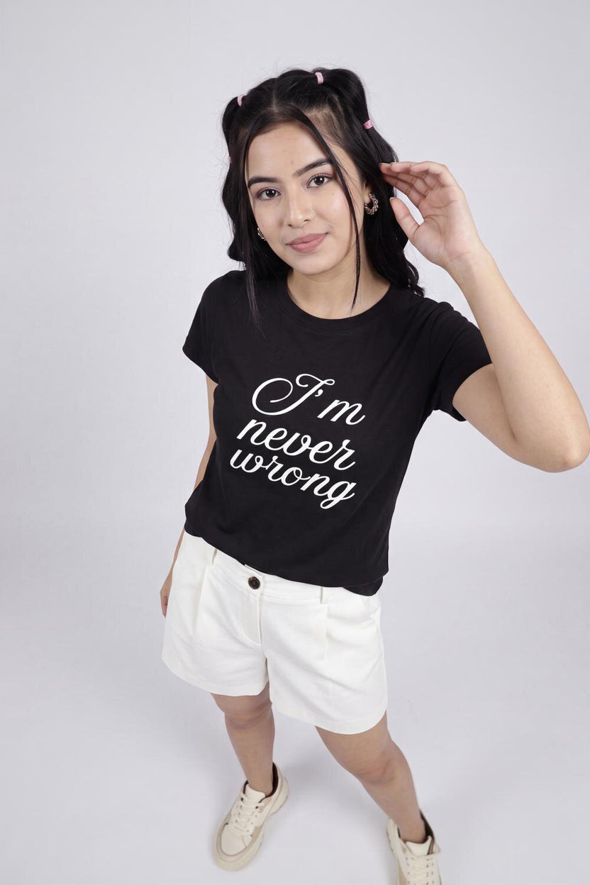 Women Black Letter Regular Fit T-Shirt - Image 4