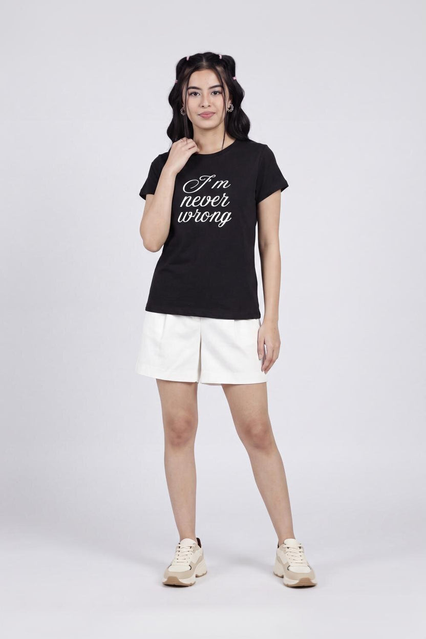 Women Black Letter Regular Fit T-Shirt - Image 6