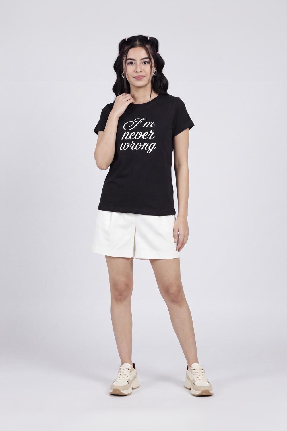 Women Black Letter Regular Fit T-Shirt - Image 6