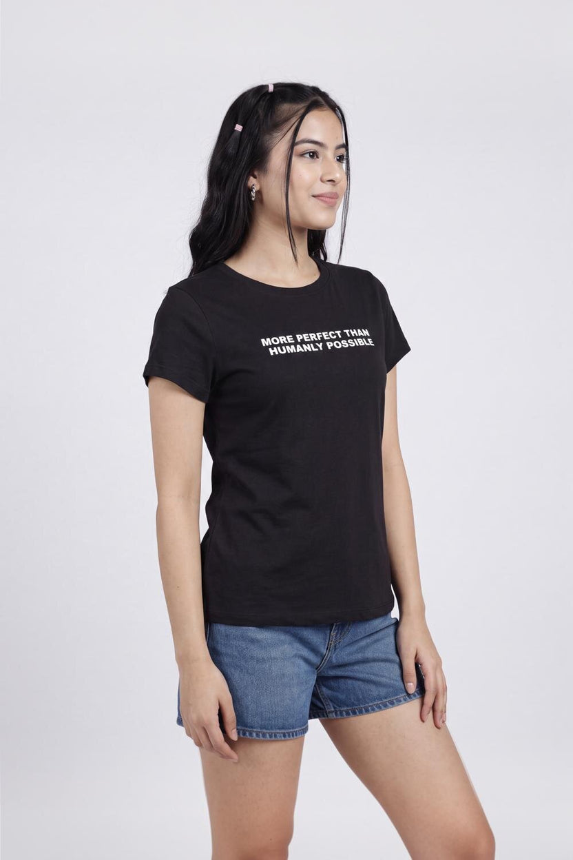 Women Black Graphic Regular Fit T-Shirt - Image 4
