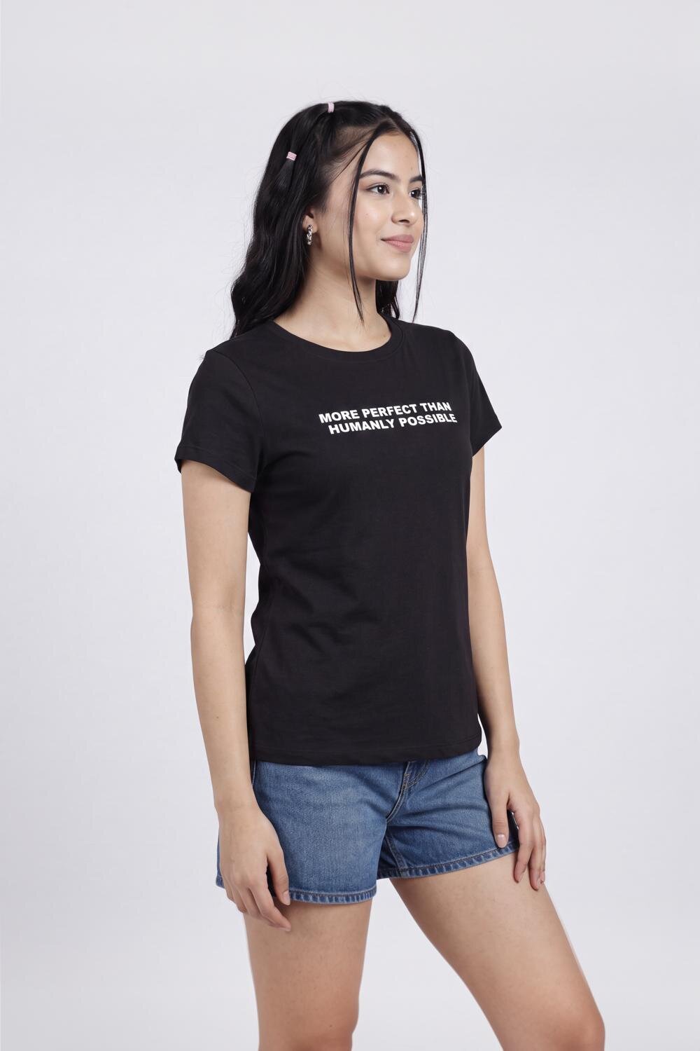 Women Black Graphic Regular Fit T-Shirt - Image 4