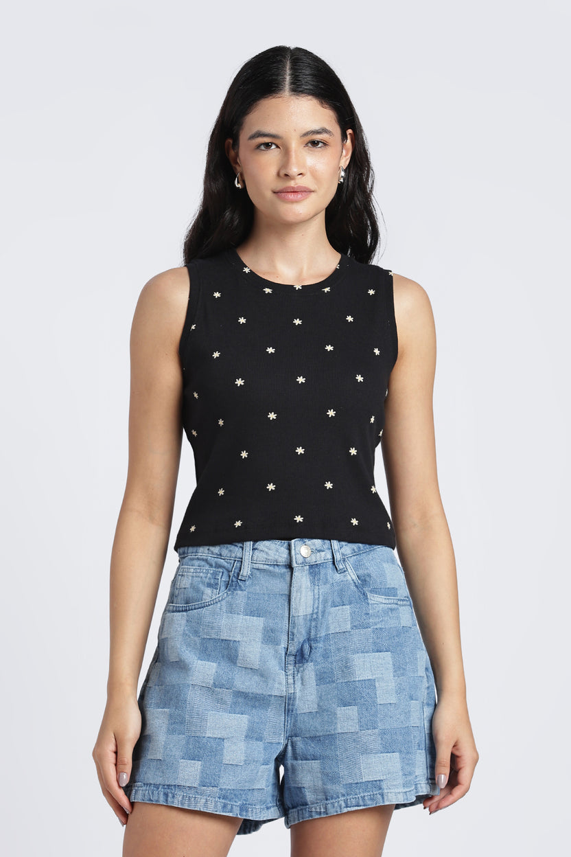 Womens Regular Black Tank Top - Image 2