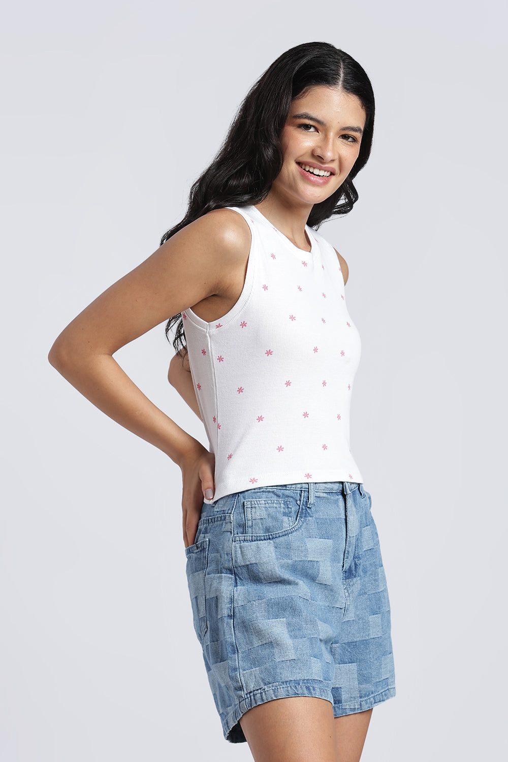 Womens Regular White Tank Top - Image 4