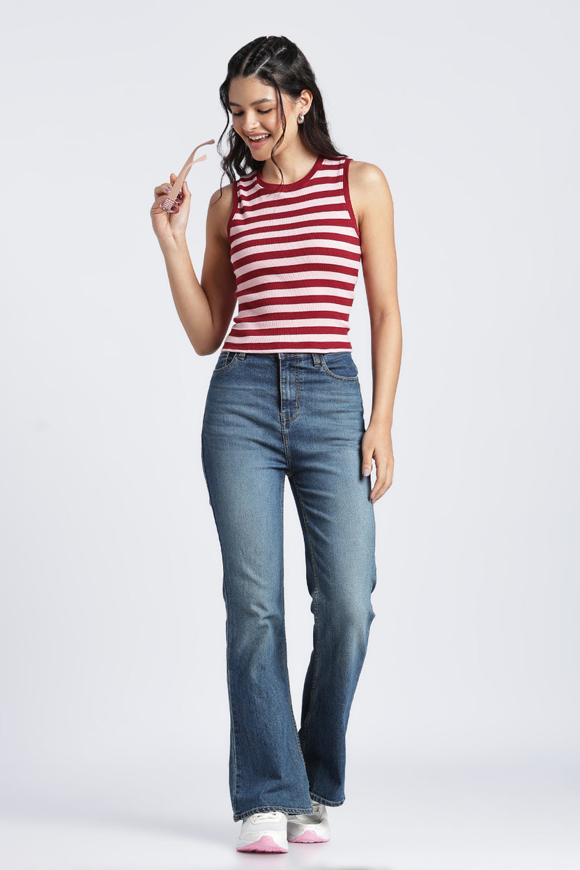 Womens Regular Striper Red Tank Top - Image 6