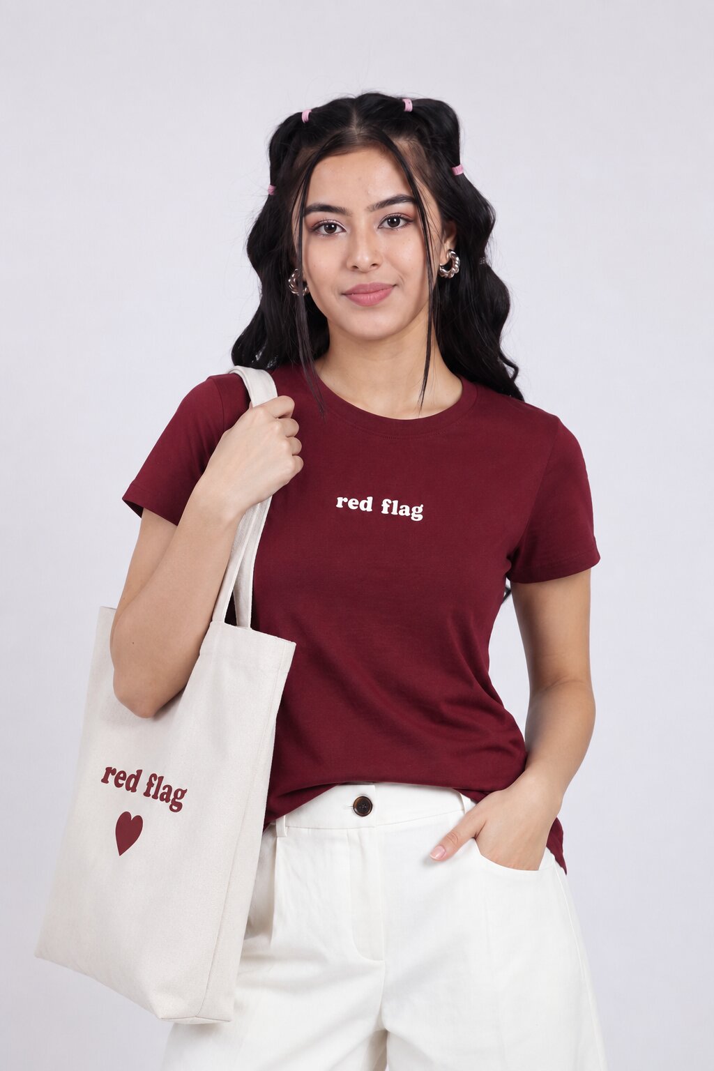 Women Red Letter Regular Fit T-Shirt - Image 1
