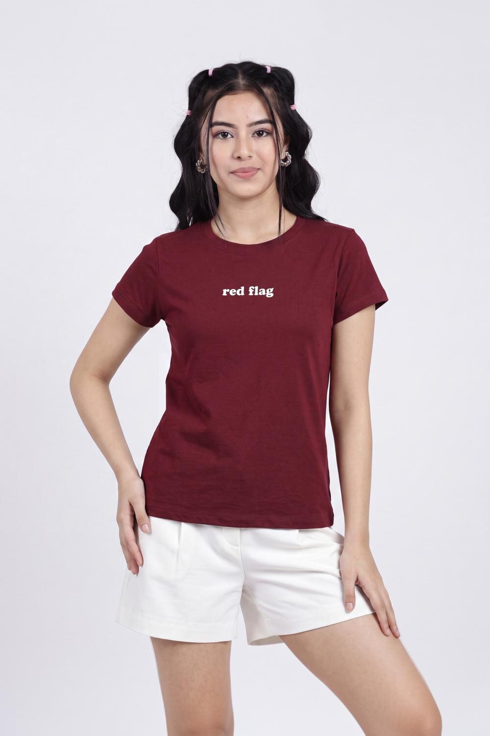 Women Red Letter Regular Fit T-Shirt - Image 2