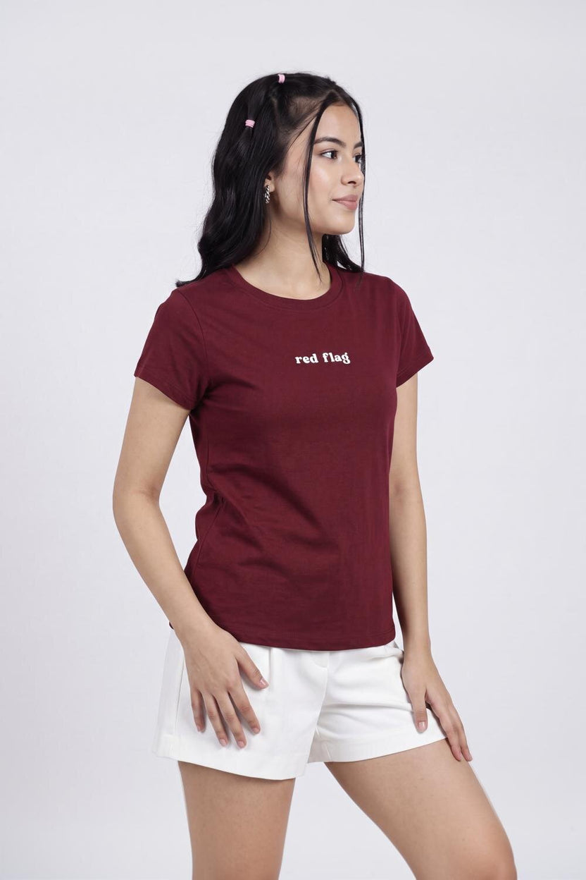 Women Red Letter Regular Fit T-Shirt - Image 4