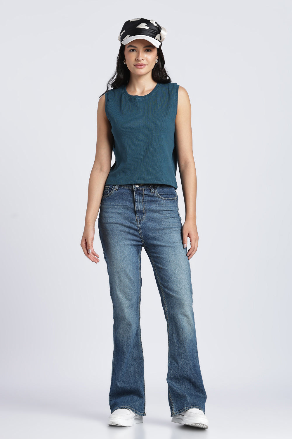 Womens Regular Textured Blue Tank Top - Image 6