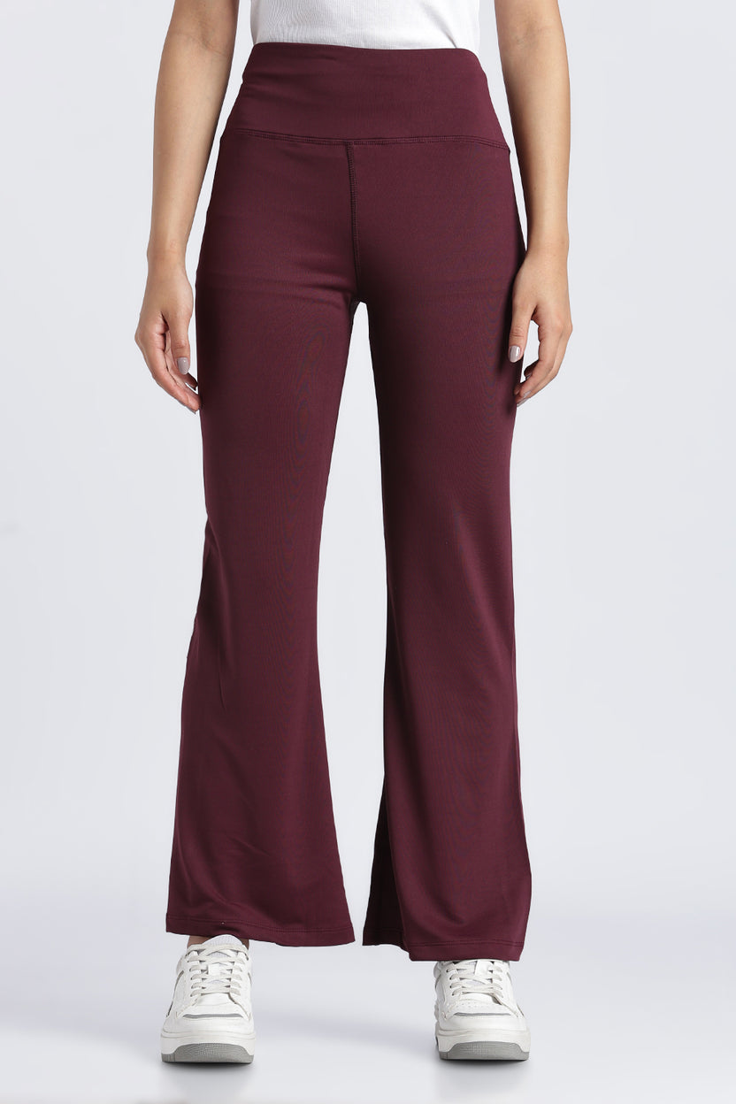 Women Wine High Rise Flared Fit Pant - Image 2