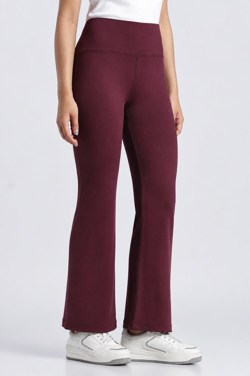 Women Wine High Rise Flared Fit Pant - Image 4