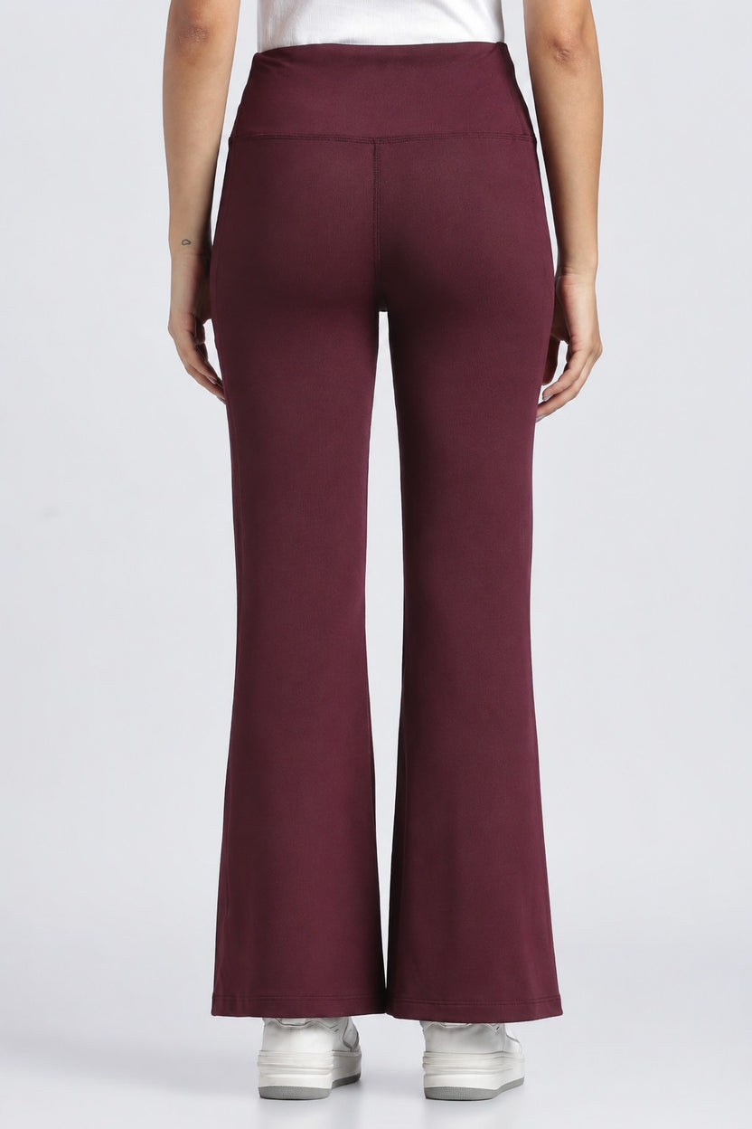 Women Wine High Rise Flared Fit Pant - Image 5