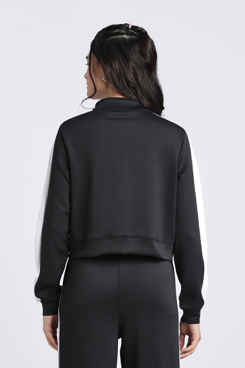 Women Black Color Block Regular Fit Sweatshirt - Image 5