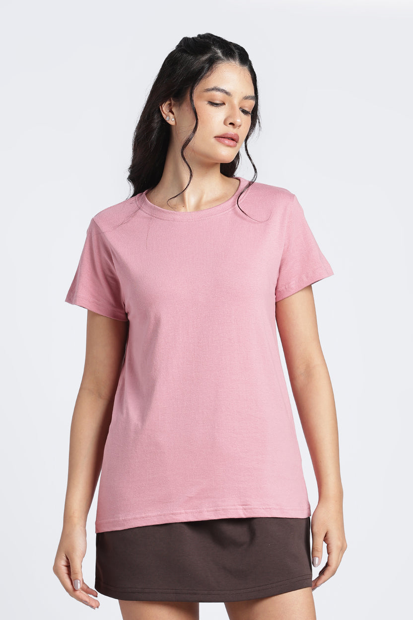 Women Pink Everyday Regular Fit T-Shirt - Image 2