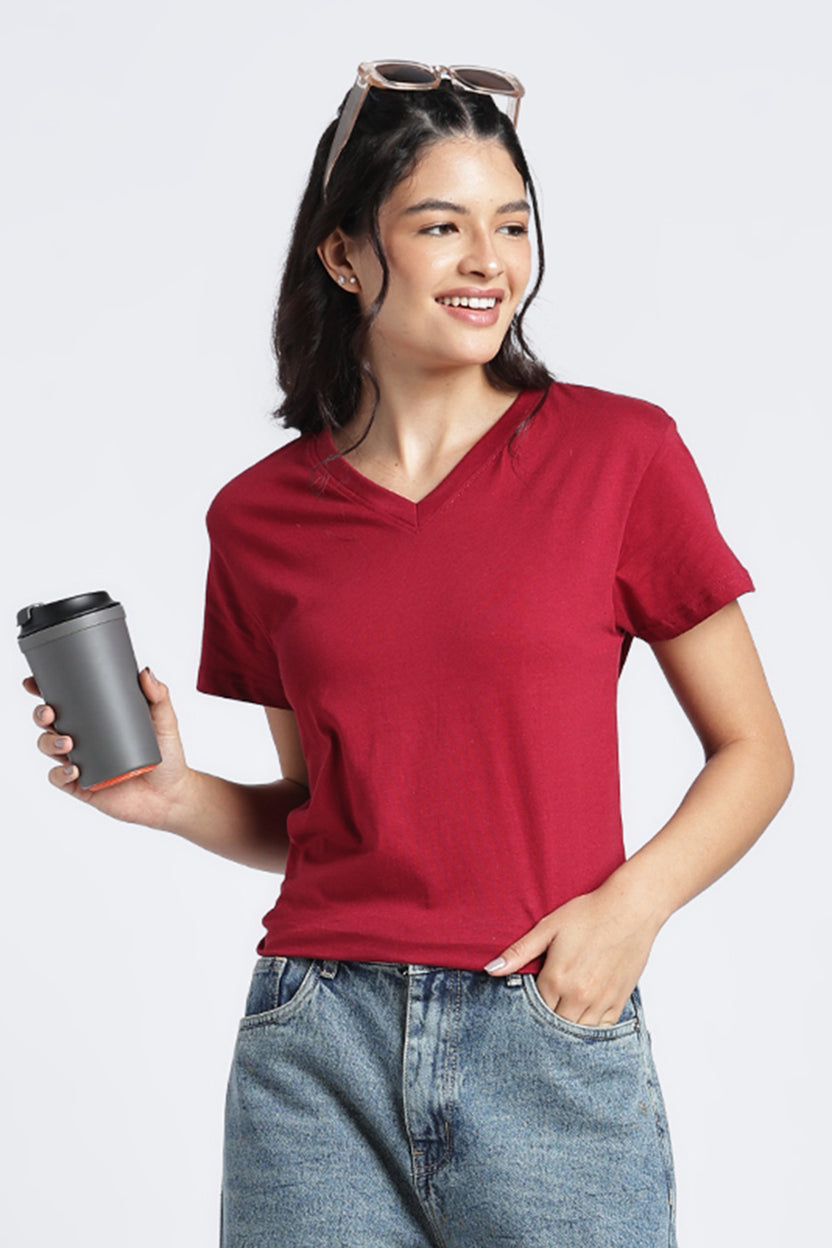 Women Red Everyday Regular Fit T-Shirt - Image 1