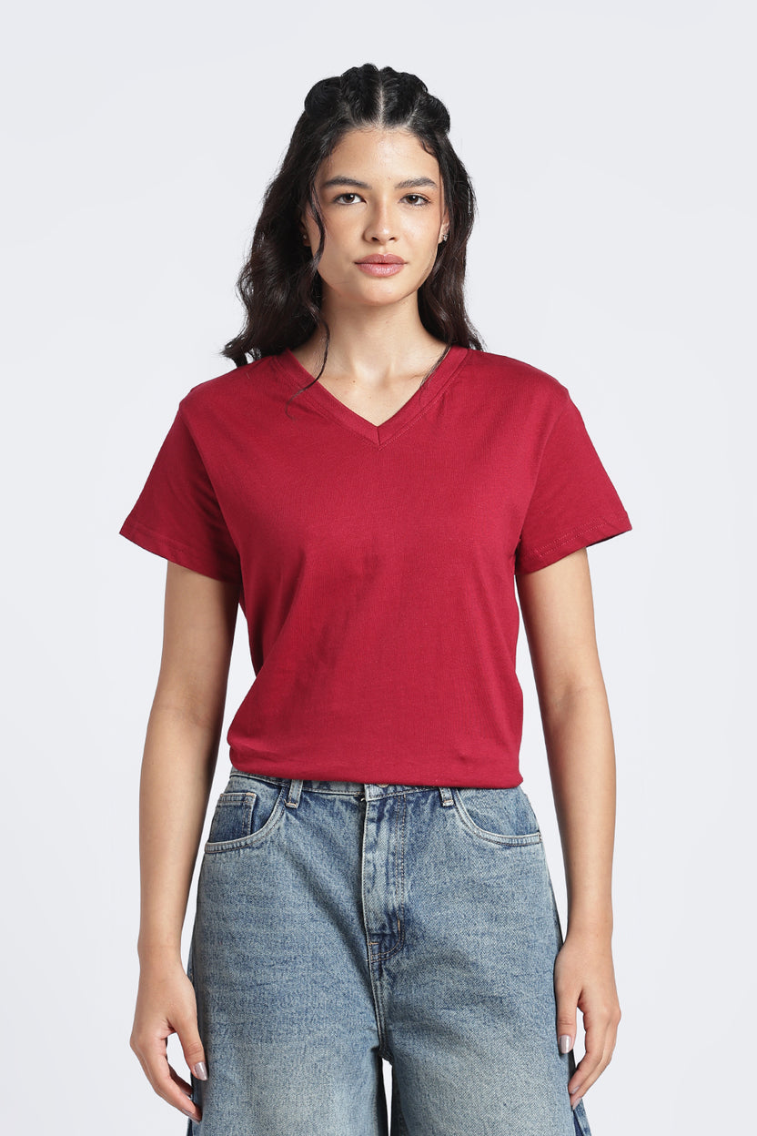 Women Red Everyday Regular Fit T-Shirt - Image 2