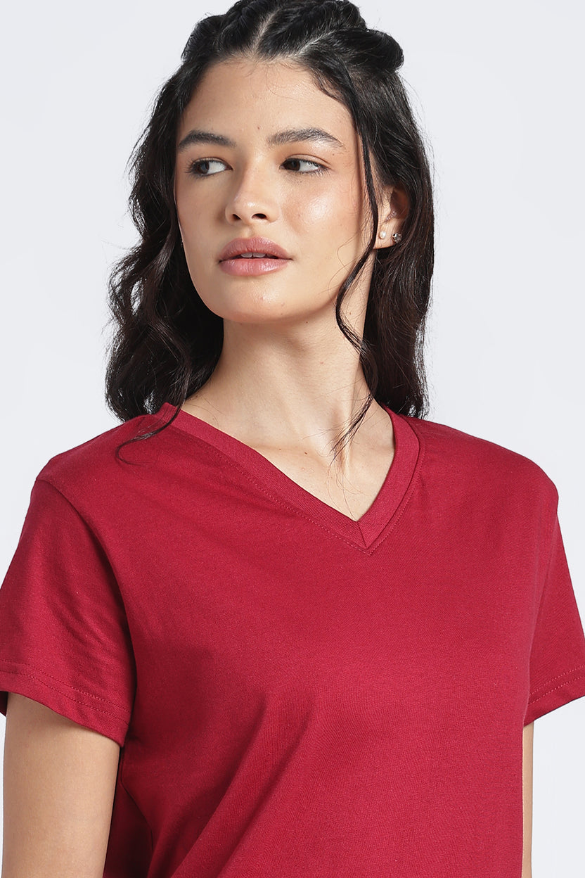 Women Red Everyday Regular Fit T-Shirt - Image 3