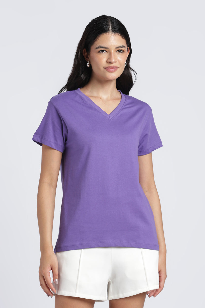 Women Purple Everyday Regular Fit T-Shirt - Image 2