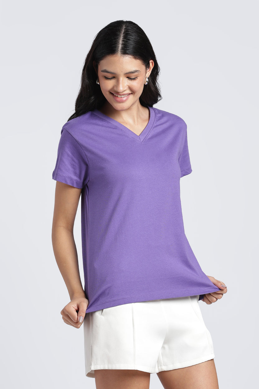 Women Purple Everyday Regular Fit T-Shirt - Image 4