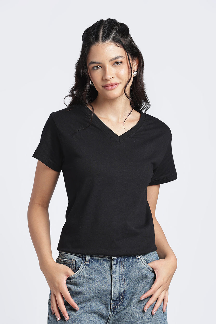 Women Black Everyday Regular Fit T-Shirt - Image 2